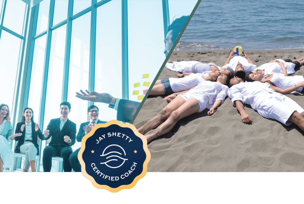 People celebrating and connecting together on a beach, symbolizing community, collaboration, and support.