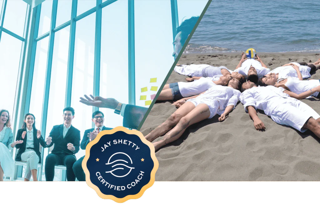 People celebrating and connecting together on a beach, symbolizing community, collaboration, and support.